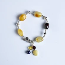 Верность натурального янтаря бусины браслет ручной Чу без оптимизации таблетки колесо бусины DIY модели стерлингового серебра