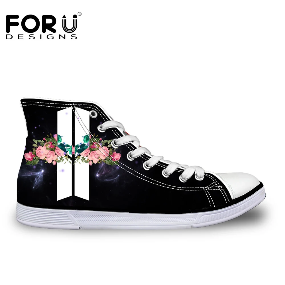 FORUDESIGNS Fashion KPOP BTS  Canvas Shoes  Women High Top 