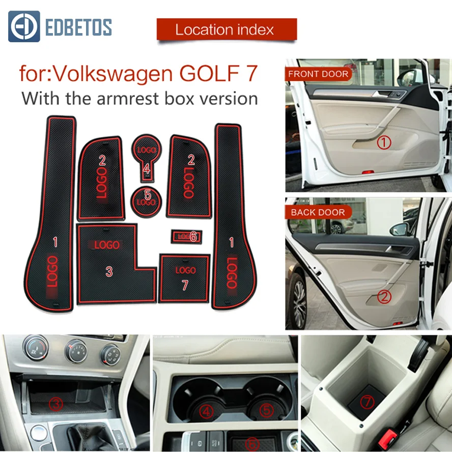 Противоскользящий коврик для Volkswagen Golf 7 MK7 2013- слот для ворот противогрязный Коврик для двери
