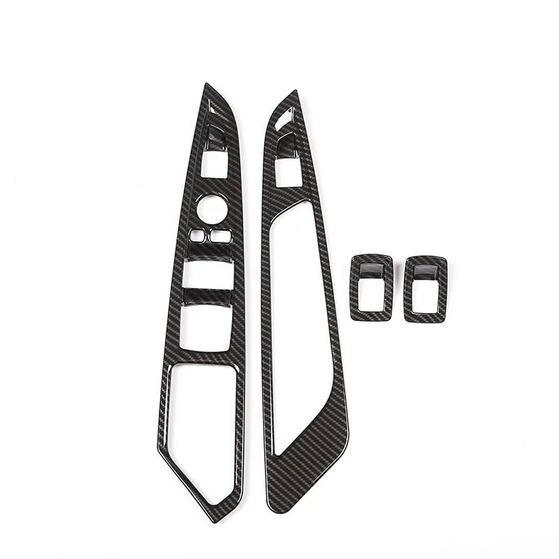 Chrome Window lift Buttons Panel covers For LHD BMW X5 X6 f15 f16 2014-2018 Carbon fiber door window glasses adjust switch trim