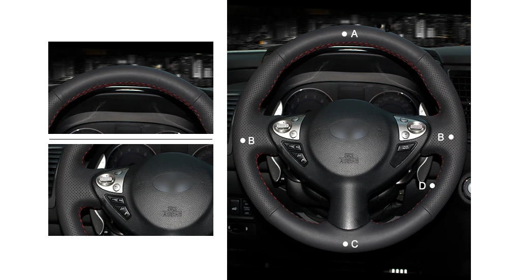 Cobertura de Volante para Infiniti Mewant Preto Camurça Sintética Fx35 Fx37 Fx50 Qx70 Nissan Juke Maxima 370z Sentra sv fx 10 para infiniti fx fx35 fx37 fx50 qx70