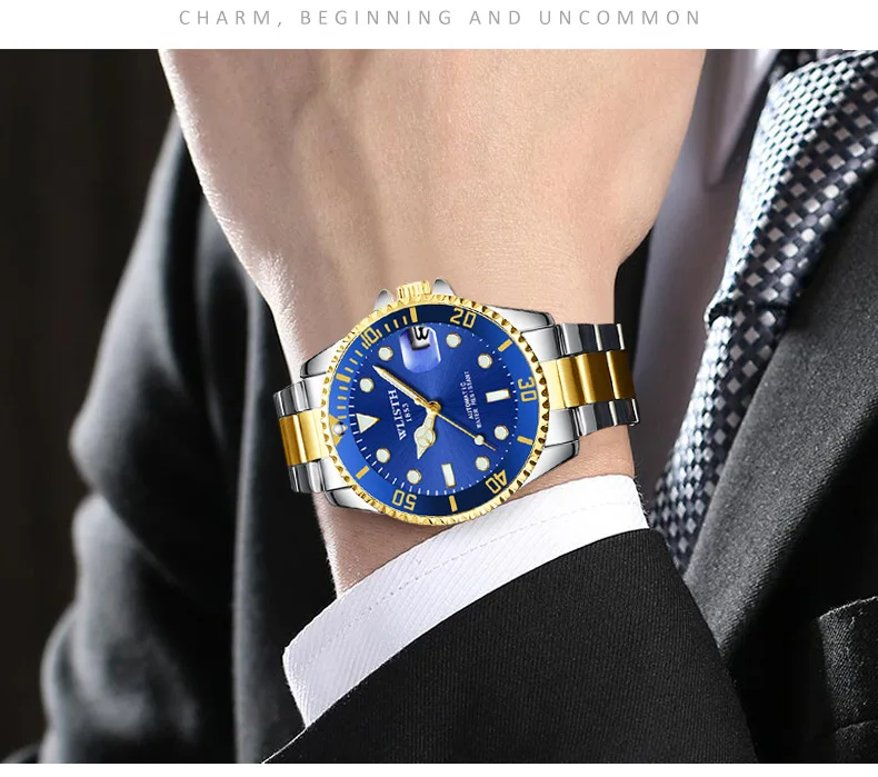 Лидирующий бренд, мужские механические часы, мужские автоматические наручные часы, модные лупы с датой, турбийон, роскошные часы для подводного плавания