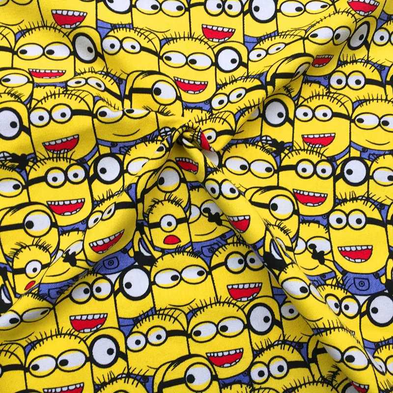 

90*145CM patchwork cotton fabric cartoon Minions fabric for Tissue Kids Bedding home textile for Sewing Tilda Doll school bag