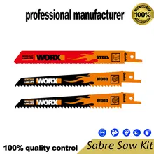 worx WA8007 reciprocating saw blade for steel pipe cutting for wood tree branch cutting at good price and fast delivery 5pcs set t119bo 82mm high carbon steel reciprocating jig saw fast cutting saw blade for wood board plastic cutting