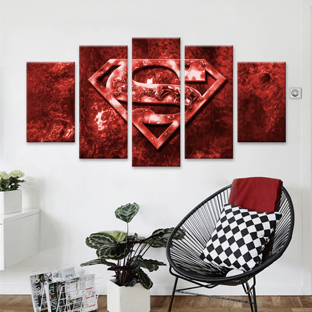 Canvas Art Poster A sign of Superman Movie 5 Panel Canvas Painting Wall
