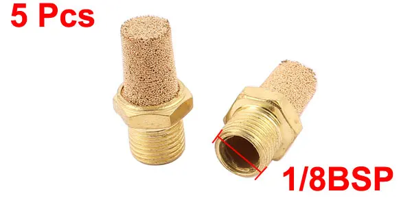 1/8BSP Male Thread Air Pneumatic Noise Reduction Filter Exhaust Muffler 5Pcs
