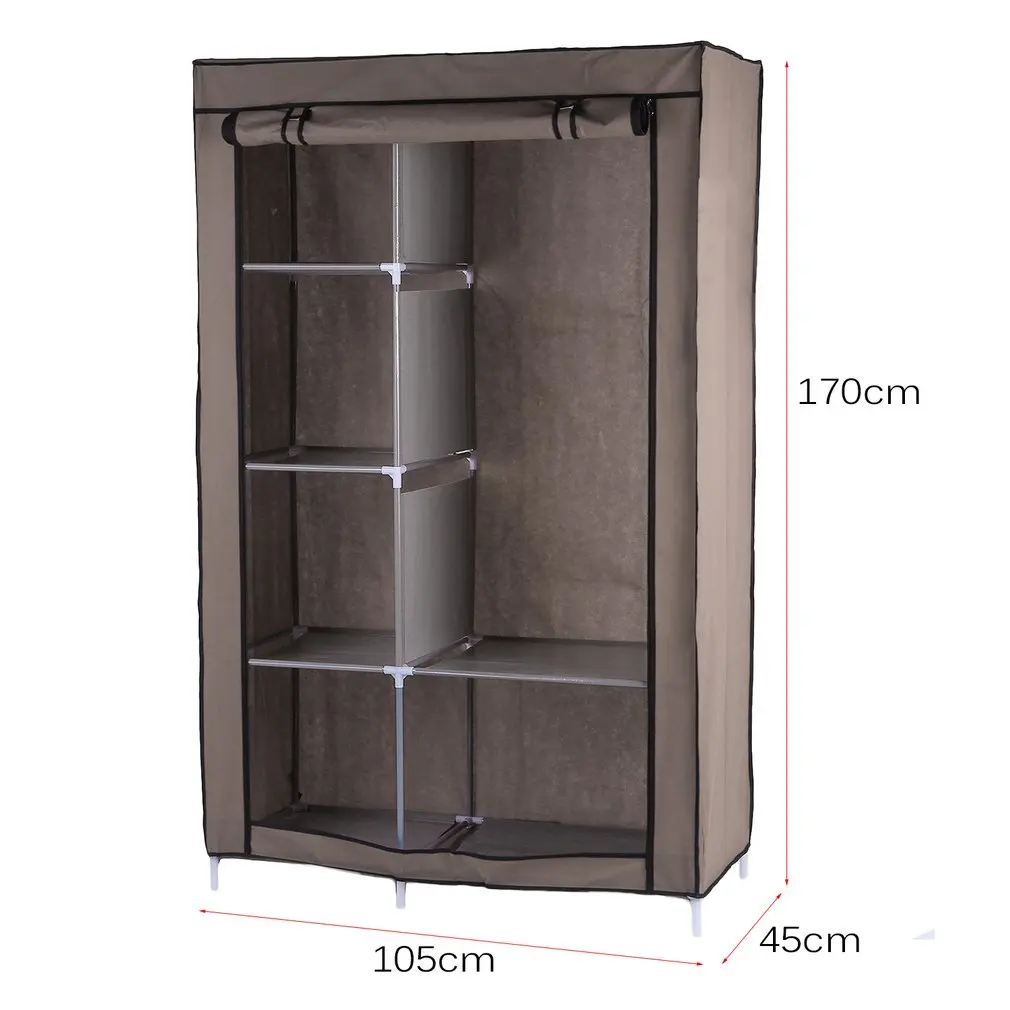 

Portable Wardrobe DIY Anti-dust Moisture-proof Non-Woven Foldable Clothe Storage Cabinet Shelf Closet With Hanging Track