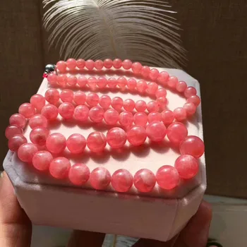 

Top Natural Royal Ice Rose Rhodochrosite Red Gemstone 6-11mm Crystal Round Beads Bracelet Necklace Chain AAAAA Certificate