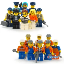 8 Pcs Figuras DIY Cidade Policial Bombeiro Mágico Enfermeira Professor Building Blocks Brinquedos Compatível Legoed Cidade Presente Para As Crianças