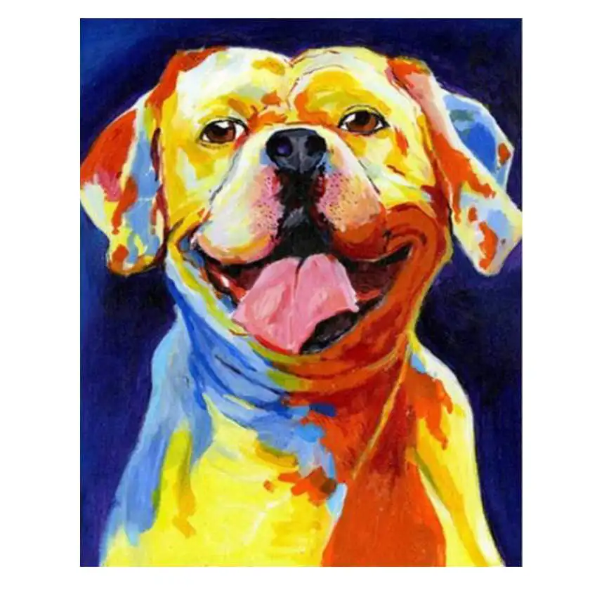 

Digital Oil Painting Coloring By Numbers,DIY Hobby At Home,Painting By Numbers Colorful Dog