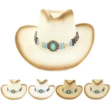 Лидер продаж! Модная бежевая, кофейная, цвета хаки, белая, Мужская и Женская тканая ковбойская соломенная шляпа, Классическая соломенная шляпа для Cattleman Cowgirl#4J12
