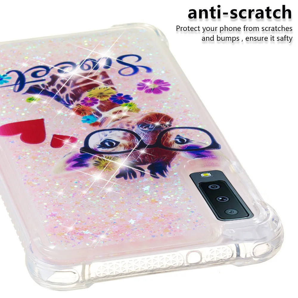 Glitter Bling Patterned Shockproof Liquid Case On For Samsung A7 J4 J6 A6 2018 J3 J5 J7 2017 A8 Plus Clear Soft Phone Cover Capa (1)