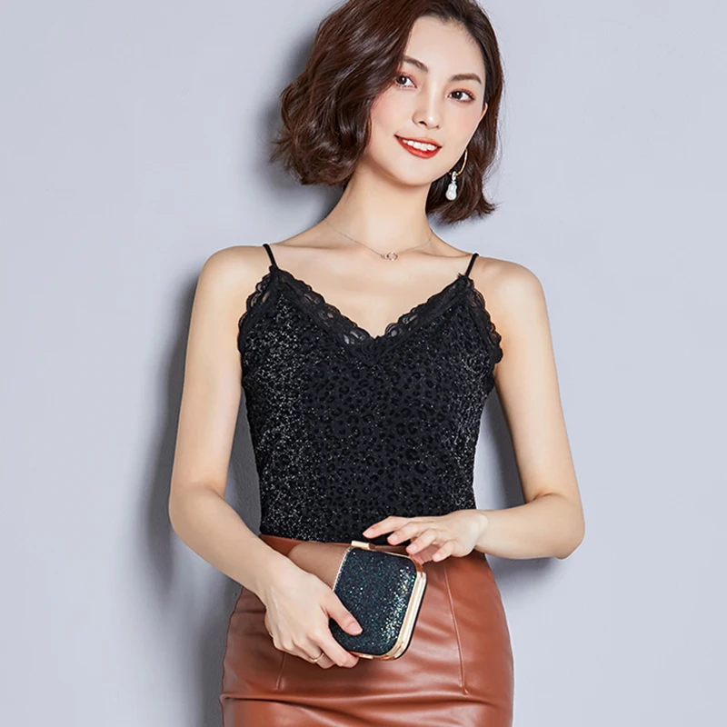 

2019 Stylish Women clothes Leopard V-neck pullover Tank Top Lace Geometry Sleeveless casual Vest one pieces Khaki Black Crop Top