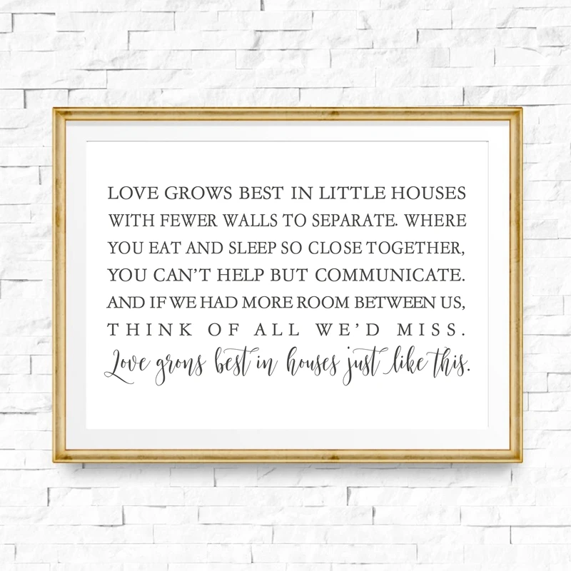 

Love Grows Best in Little Houses Like This Wall Art Prints and Poster , Family Love Sign Housewarming Canvas Painting Home Decor