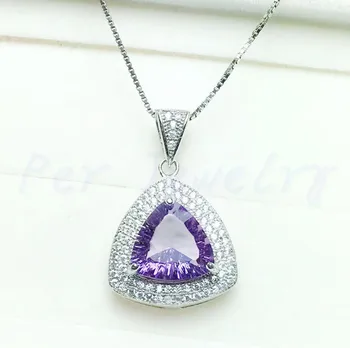 

Natural amethyst necklace pendant Free shipping 925 sterling silver 10*10mm 4ct gemstone For men or women #XY18091702