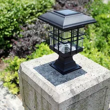 Солнечный Колонный головной светильник светодиодный Колонный светильник наружный водонепроницаемый декоративный настенный светильник для внутреннего двора без проводки WWO66