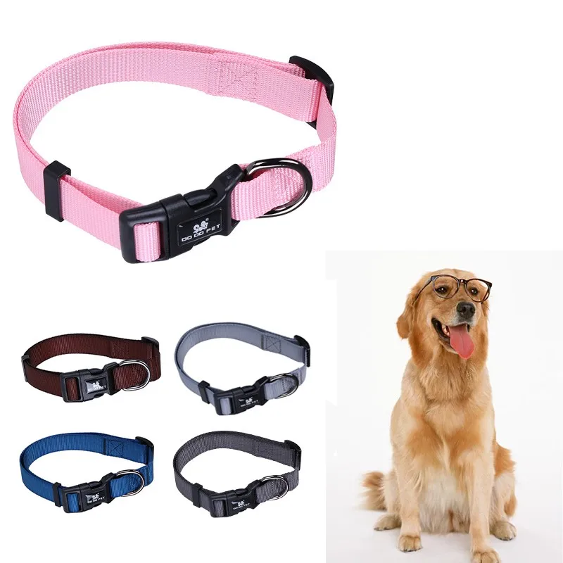 

Pet Dog Collar Classic Basic Polyester Adjustable Nylon Dog Collar With Quick Snap Buckle Match Leash Dog Harness