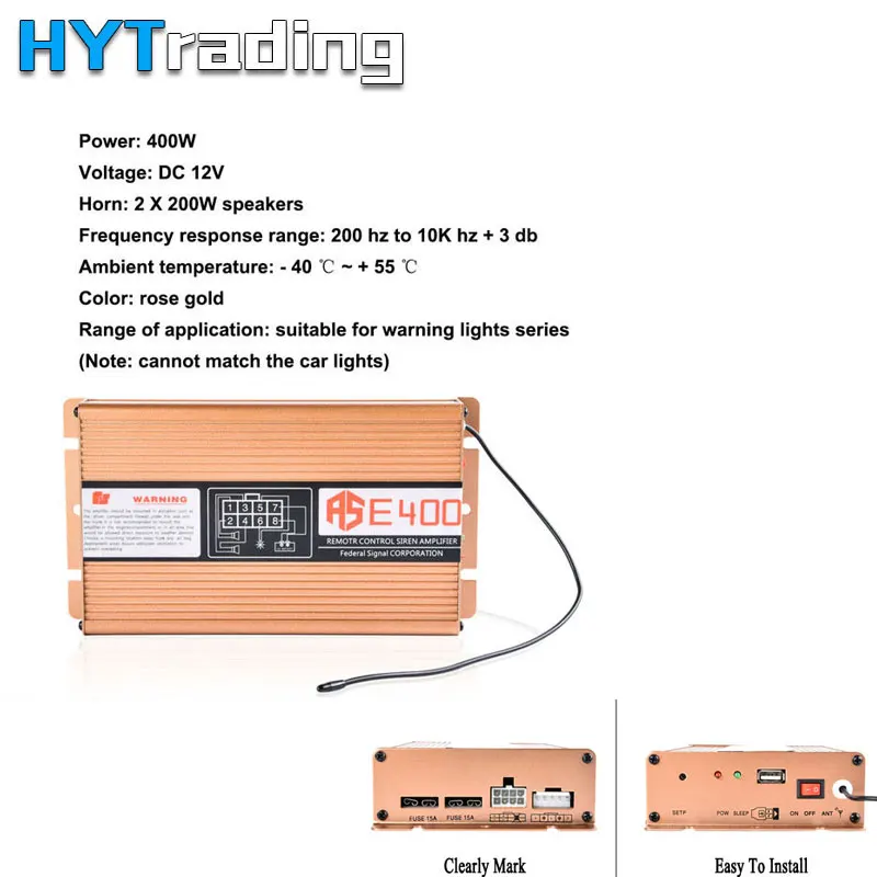  Car Police Horns 400W warning Alarm 8 Sound Wireless Remote ControlSound Signal For Car Motorcycle 