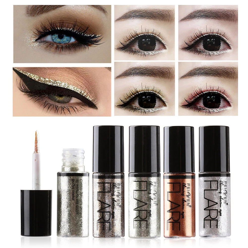 Professional Shiny Eye Liner Pen Cosmetics for Women Silver Rose Gold Color Liquid Glitter Eyeliner Makeup Beauty Tools