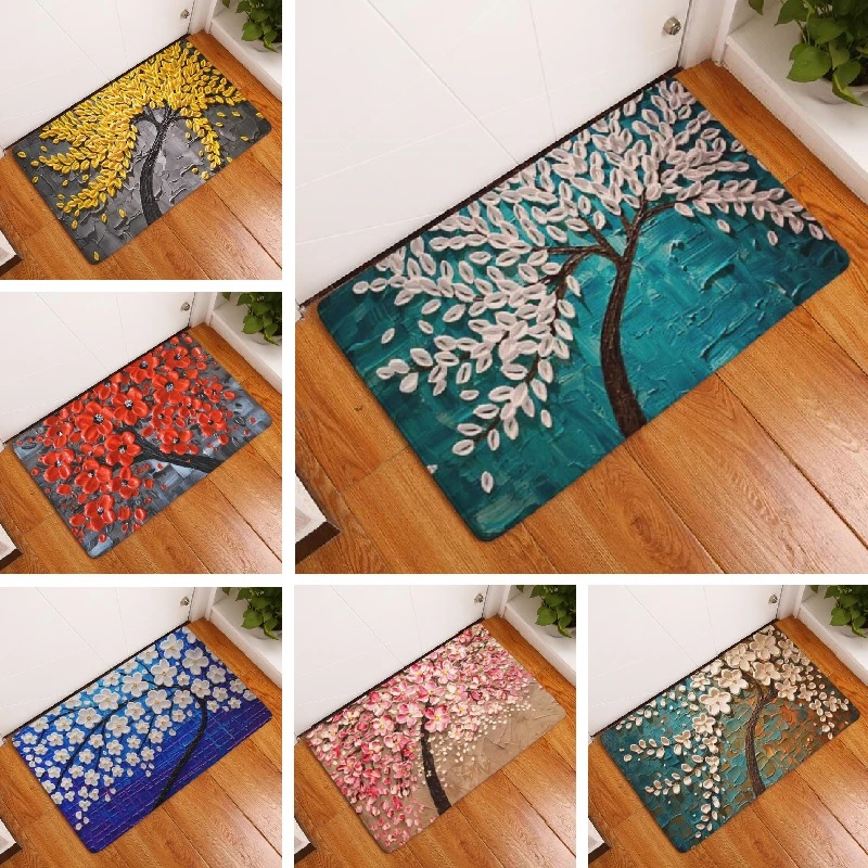 Tapete Impreso Para Pintura De Arboles Tapete Estera De Gamuza Para Decoracion Del Hogar Al Aire Libre Alfombra De Bano Alfombras De Bano De 40x60cm Al Por Mayor Floor Mat Printed Doormatbathroom Carpet