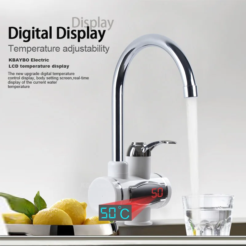 

3000w Instant Tankless Electric Hot Water Heater Faucet Kitchen Electrical Faucet With LED Temperature Display
