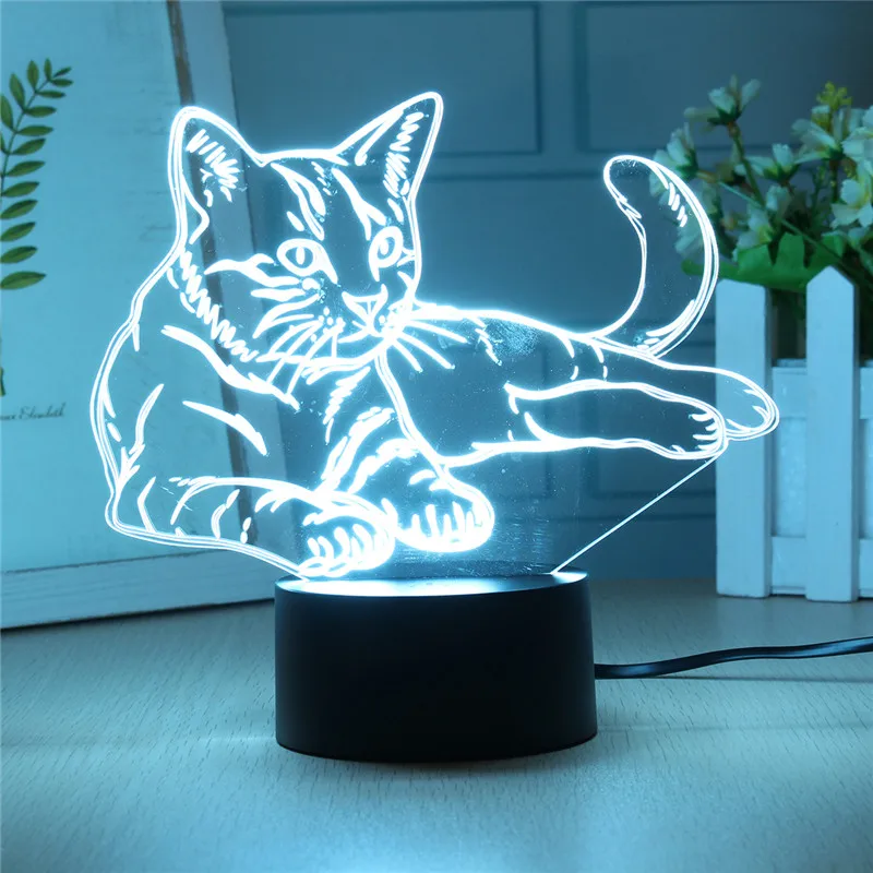 Smuxi прекрасный кот 3D ночник lighttremote сенсорный Swith светодиодный 3D светильник с животными 7 цветов USB 3D иллюзия настольная лампа домашний декор как детская игрушка