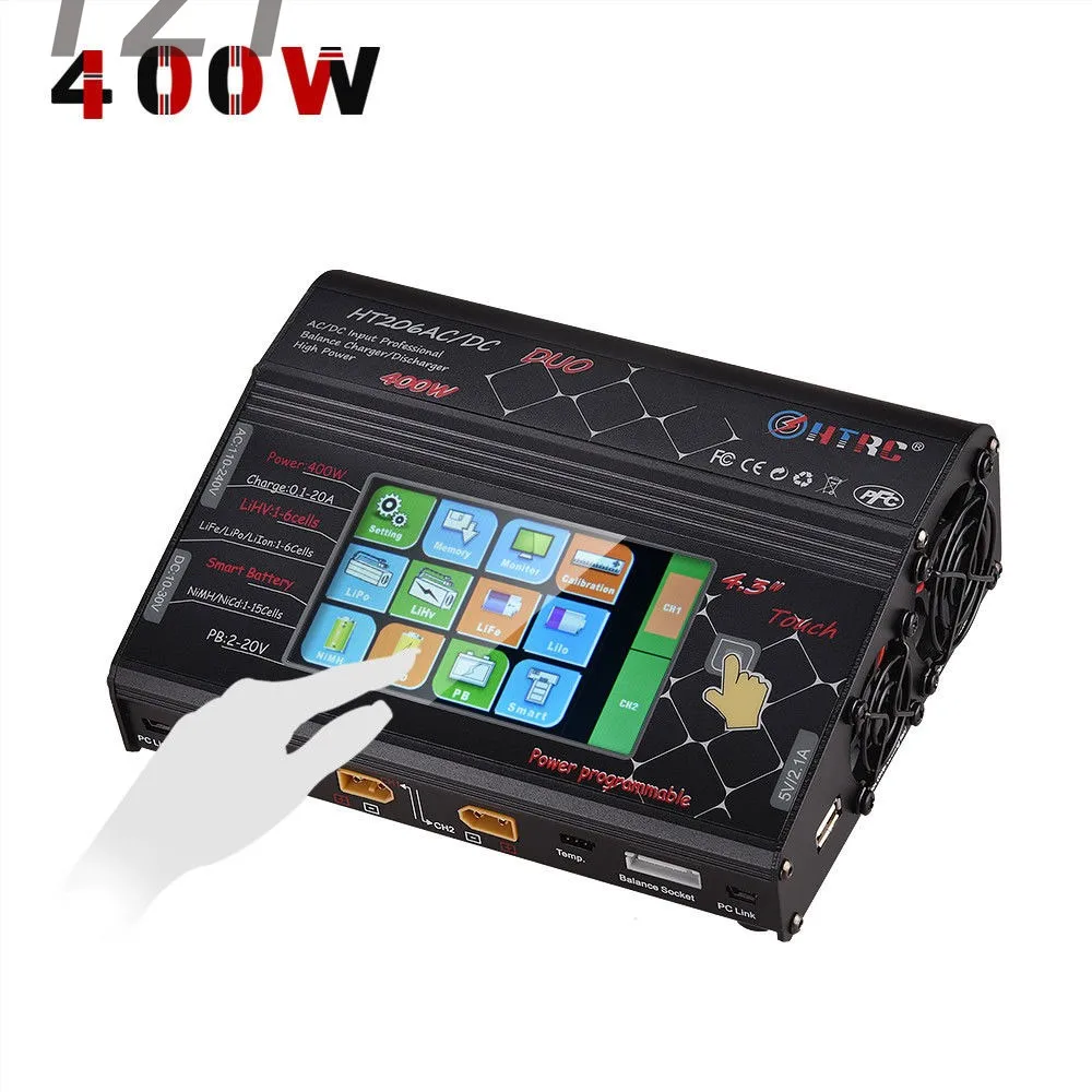 

2018 for RC LiPo LiFe HTRC AC DC 400W RC Battery Balance Charger Discharger Dual Channel