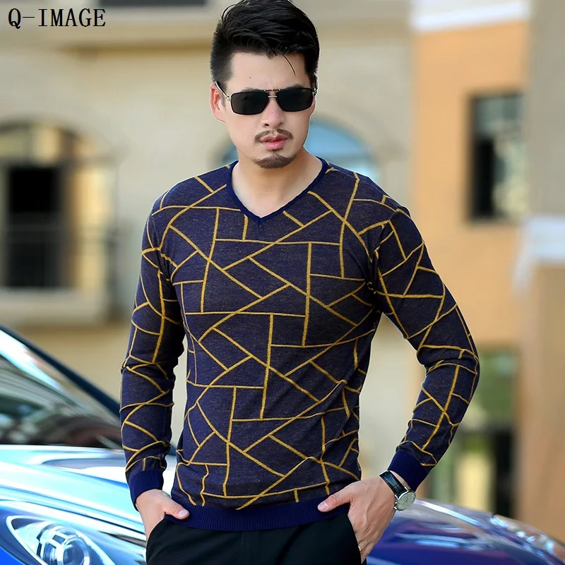 European and America style sweater mens jumper v neck male
