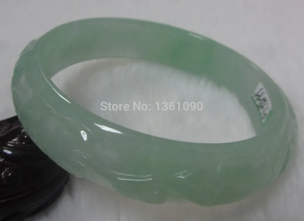 

00460 BEAUTIFUL CHINA EMERALD CARVING GREEN GREEN JADE GEMS BANGLE BRACELET (A0429)