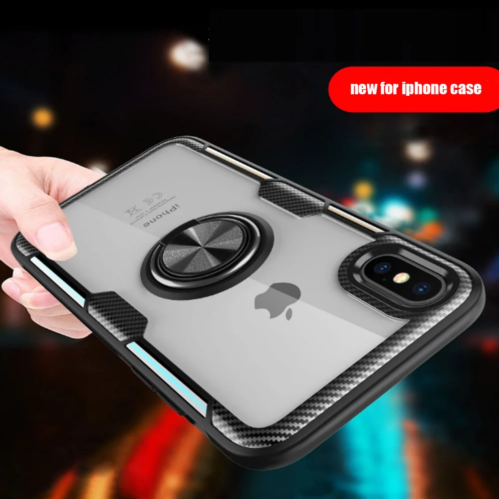 

Luxury Armor Ring Case For iPhone 6 6S 7 8 Plus XS Case Cover For iPhone X XS Xs Max XR Shockproof Full Back Case