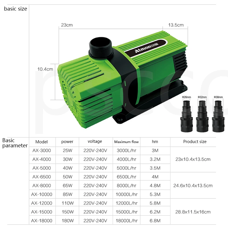 ATMAN ECO Водяной насос AX 3000 4000 5000 6500 8000 10000 12000 15000 18000 большой поток и высокий подъем аквариумный погружной насос