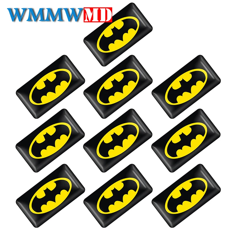 10Pcs 3D Batman Decorative Stickers Notebook Motor Stickers Decal Fridge Waterproof Sticker for Car Steering wheel Emblem