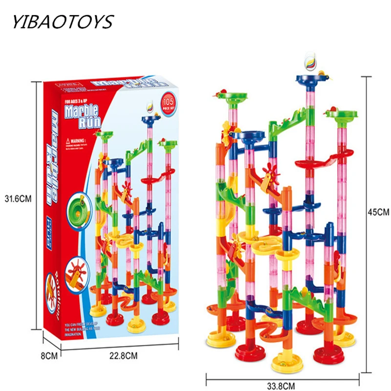 6 Styles 105PCS DIY font b Construction b font Marble Race Run Maze Balls Track Building
