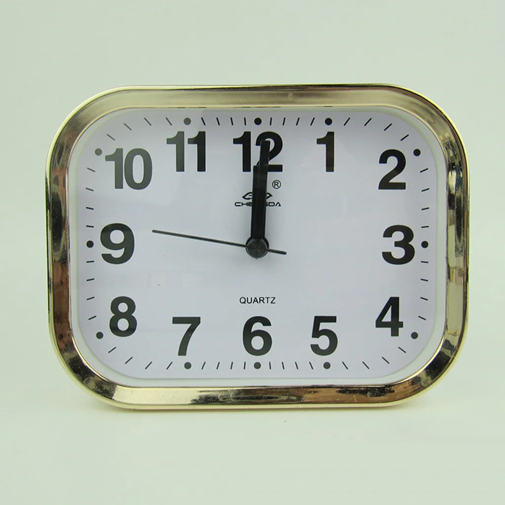 Modern Multi Shaped Portable Desk Clock Alarm Clock Quartz Gold Frame Decor Home Office Study