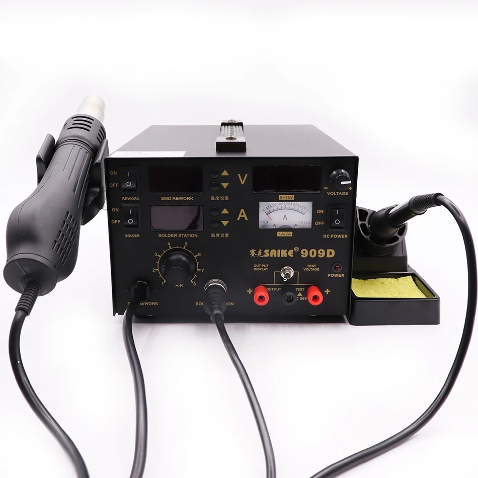 

220VSAIKE909bga rework station air hot air soldering station 2 in 1 multi-function welding machine soldering station rework tool
