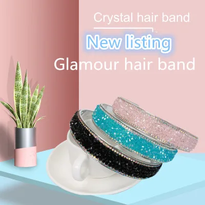 

New hair accessories hot diamond string crystal hair band wide crushing drill band state hairpin