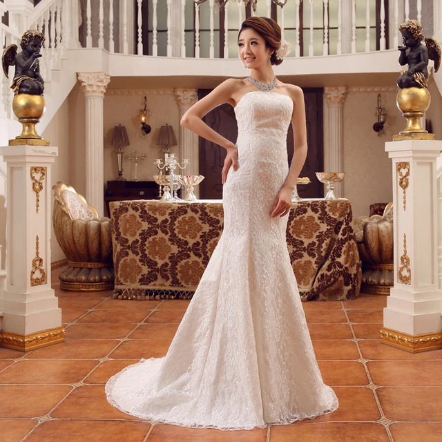 Free Shipping Wedding Dress Fish Tail Slim Lace Free Shipping Wedding Dress Fish Tail Slim Lace Trailing Bridesmaid Evening All