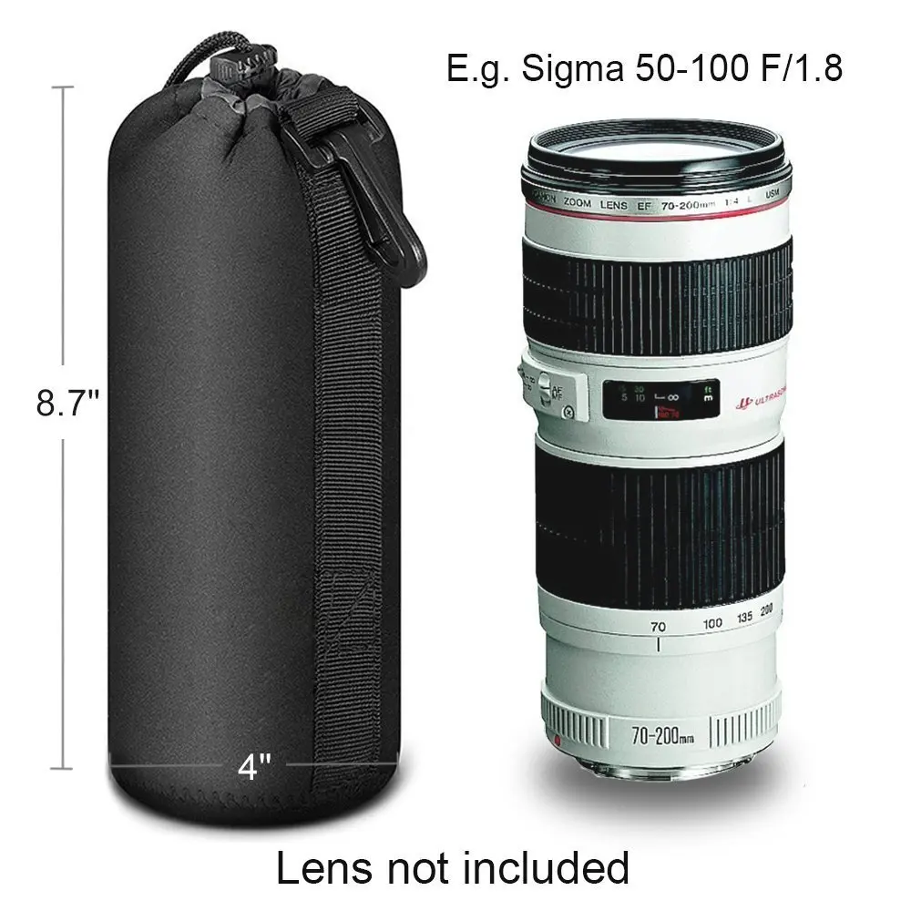 LENS POUCH CASE BAG NEOPRENE OBIETTIVO S PER NIKON CANON SONY FUJI SIGMA TAMRON