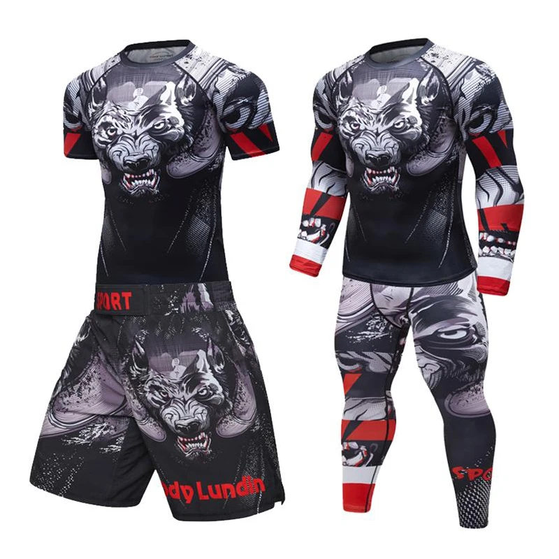 

Raglan sleeve new UFC Brazilian jujutsu MMA launches compressed Rashguard men's T-shirt VS PK sport 3D fitness bodysuit body bui