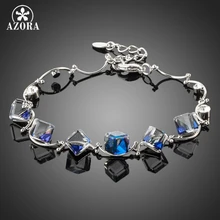 AZORA белого золота цвет 6 шт. синий куб Stellux Шарм из австрийского кристалла браслет TS0016