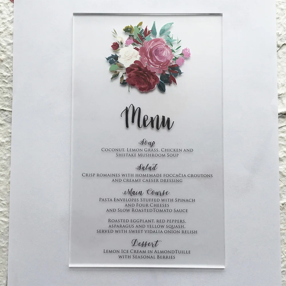  50 Sets Per Lot Unique Floral Watercolor 5x7inch Frosted Acrylic Wedding Invitation Cards - 32869762099
