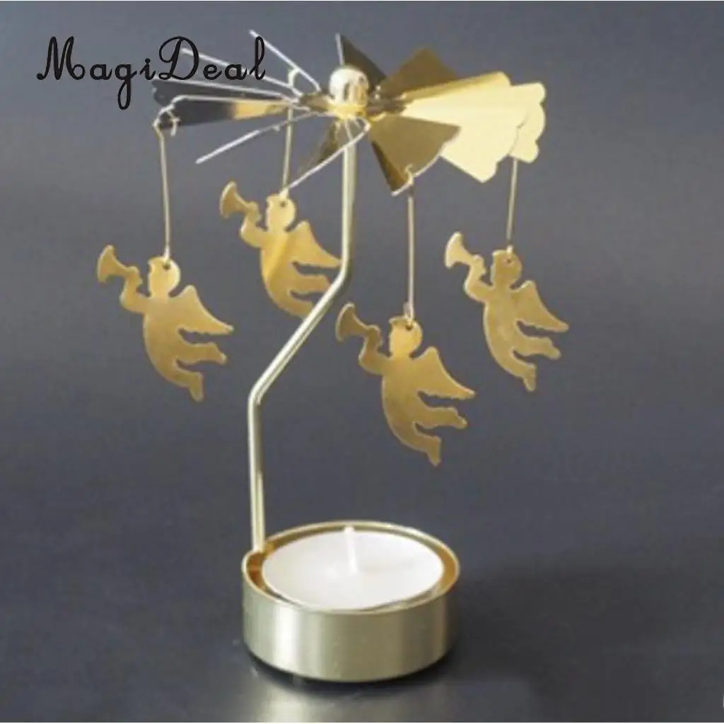 Christmas Windmill Decor Rotating Candle Tea Light Holder Candlestick Ornament- snowflakes elf star heart tree reindeer