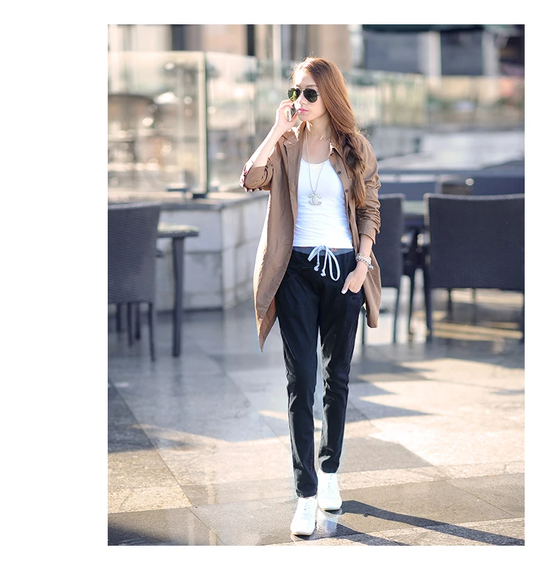 Всесезонные новые женские свободные шаровары, Корейская версия, тонкие Стрейчевые повседневные штаны с эластичной резинкой на талии