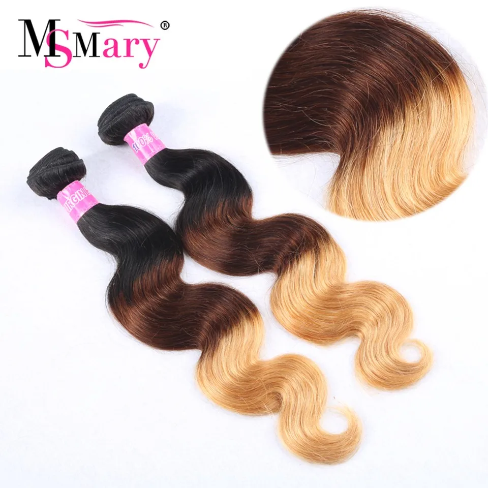 Ombre Peruvian Virgin Hair Body Wave 3Pcs Blonde Ombre Human Hair Weave Bundles Soft 7A Ombre Hair Extensions Black Friday Deals (2)