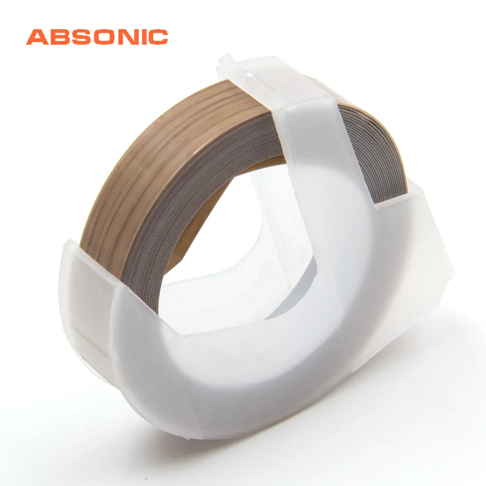 

Absonic 9mm 3D Embossing Label Tapes For Etiquetadora Dymo Label Maker White Print Wood Color Printer Ribbon For DYMO Tags Maker