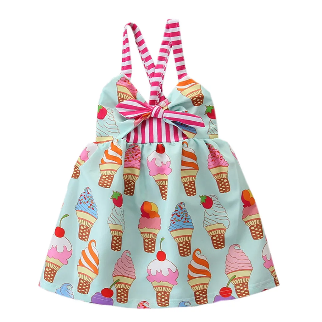 

Fashion sling cute ice cream princess dress explosion Princess Belle Bowknot Ice Cream Dresses Costume Clothing F4