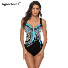 Винтажный Цельный купальник с принтом в стиле ретро, большие размеры, женские купальники, монокини с пуш-апом, купальные костюмы, плавательный костюм, костюм XXXL