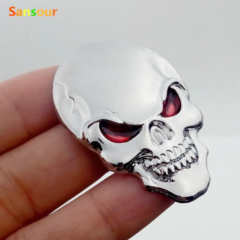 

Sansour 3D 3M Skull Metal Skeleton Crossbones Devil Skull Head Emblem Sticker Badge Metal Demon For Harley x 2pcs