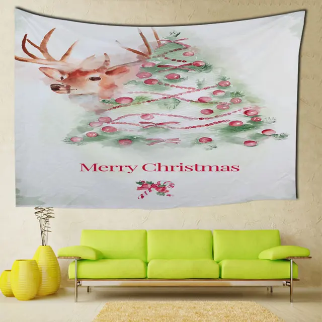 MERRY CHRISTMAS AND CHRISTMAS DEER Tapestries Hanging Wall Tapestry Landscape Wallpaper Wall Art 