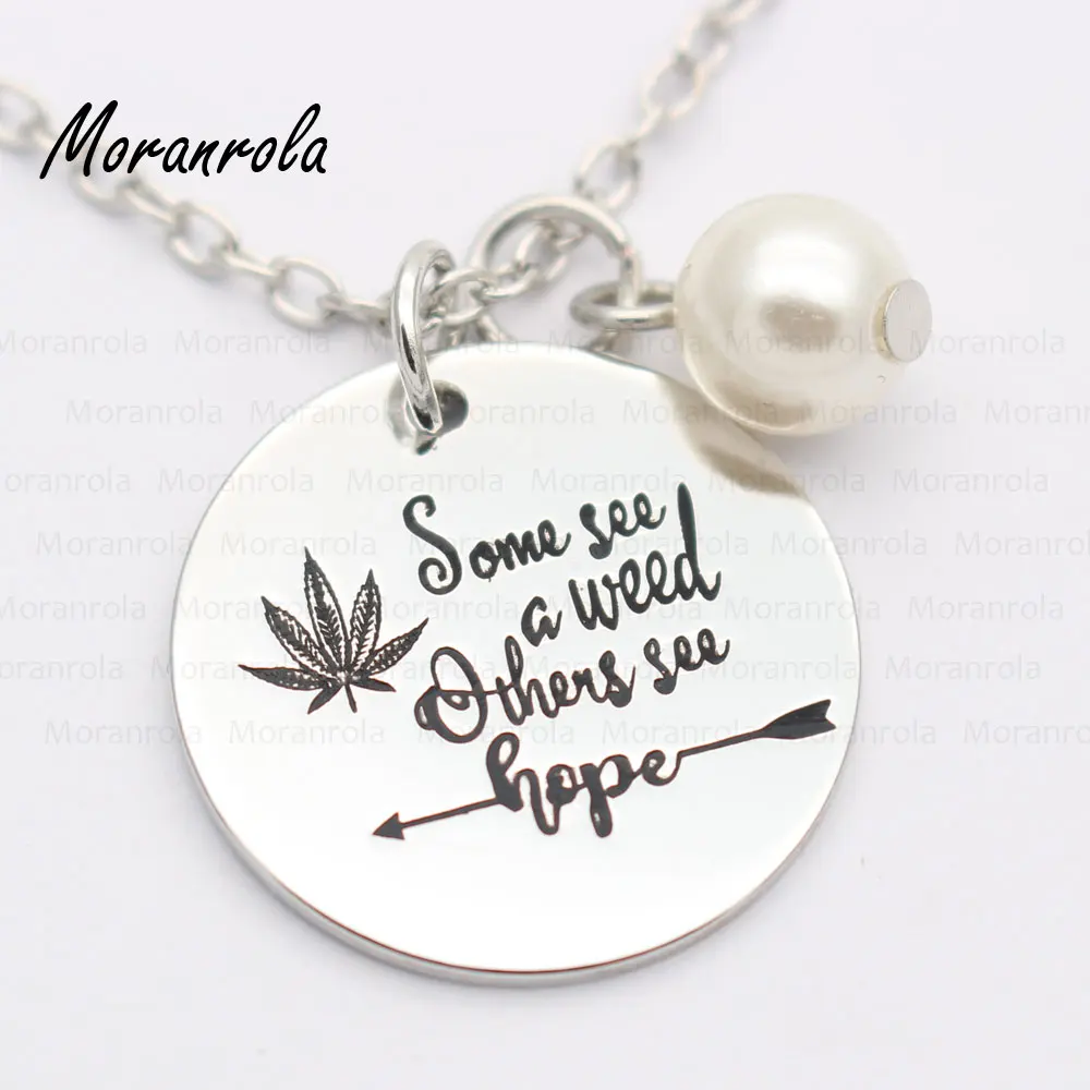 New arried "some see a weed others see hope"Copper necklace Keychain,charm cannabis leaf Jewelry Inspirational charm